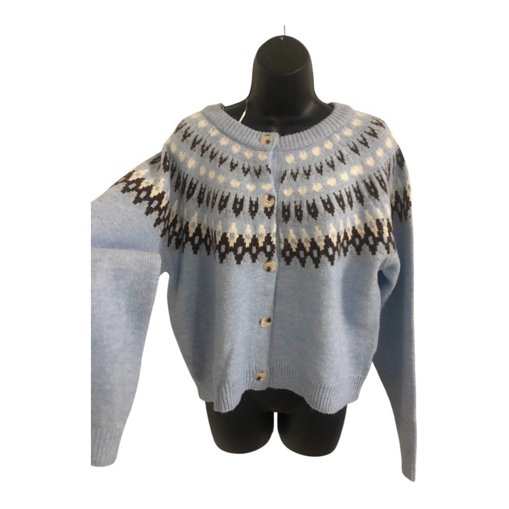 Jessica Simpson blue brown cream‎ multi cardigan sweater size XL new